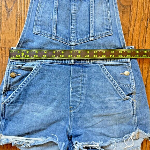 Joes Jeans Shortalls Taylor Hill Medium Blue Denim Bib Overall Shorts Y2K Boho - Picture 16 of 16